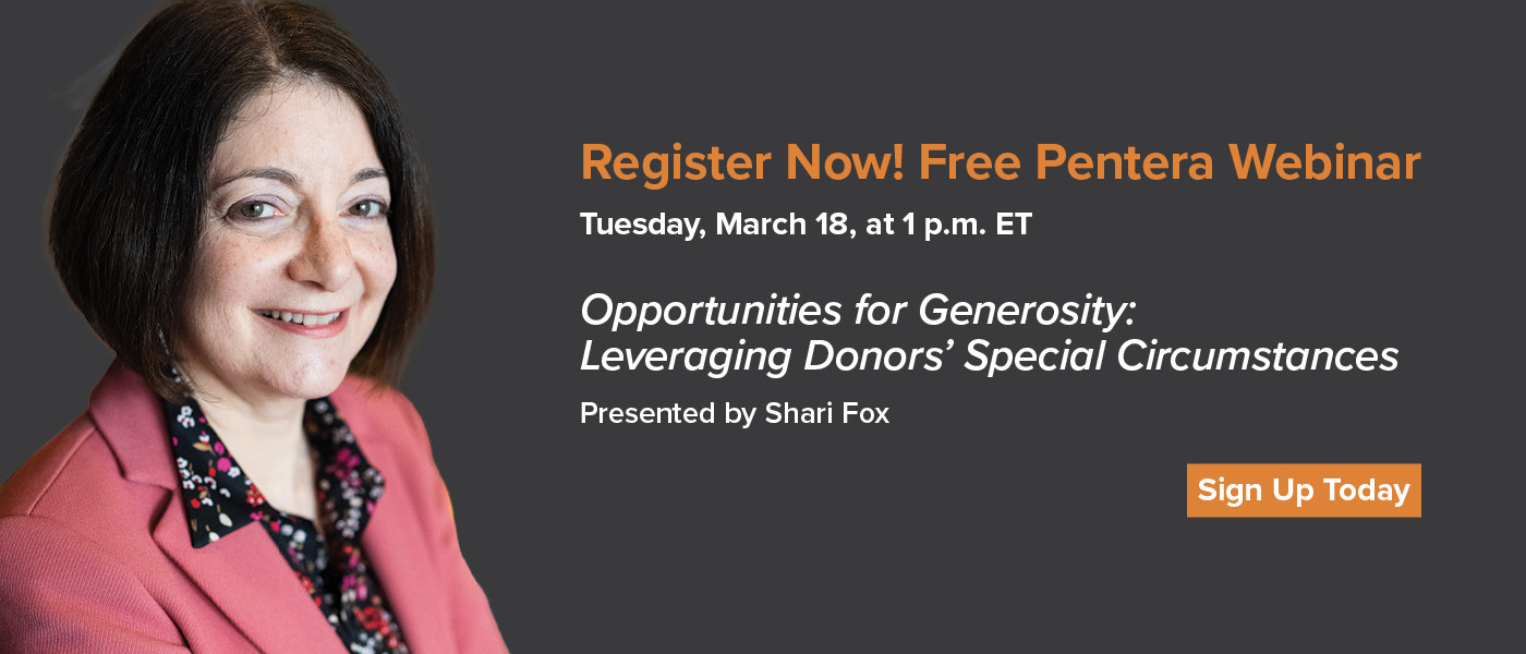 Webinar 3/18: Opportunities for Generosity: Leveraging Donors' Special Circumstances